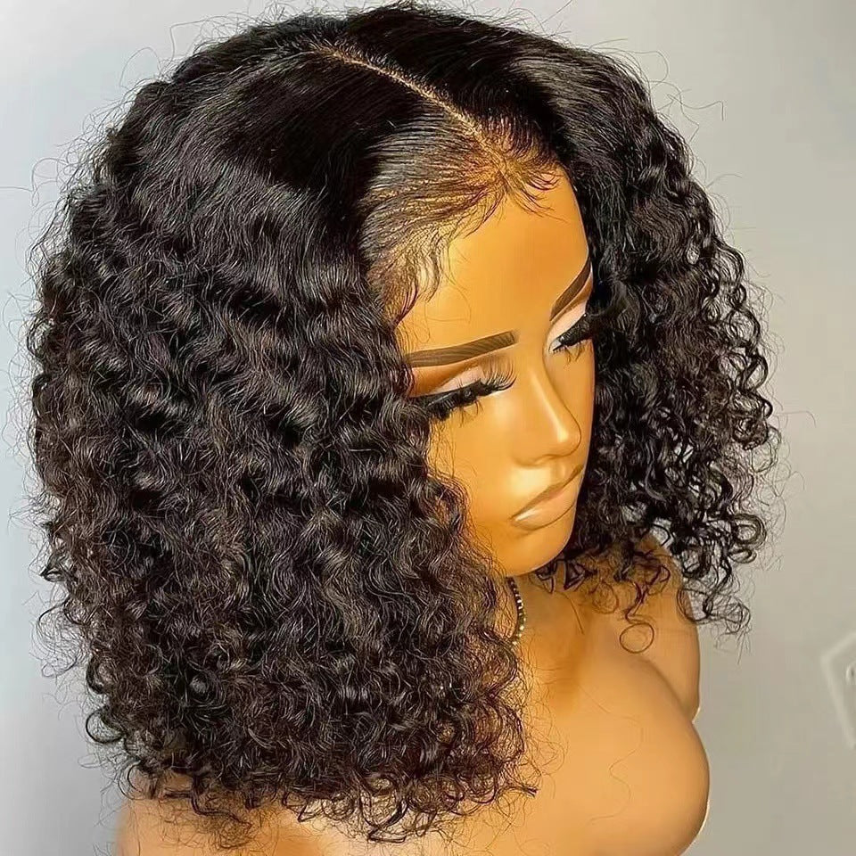 Women's Front Lace Curly Hair African Small Wig Long Curls
