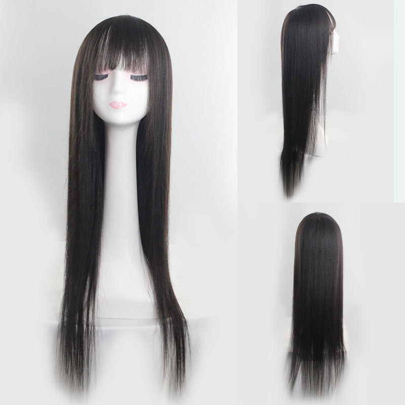 Hair Female Realistic Natural Front Lace Long Straight Wig
