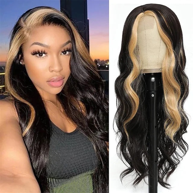 Women's Mixed Color Big Wave Roll Gradient Wig Long Curls